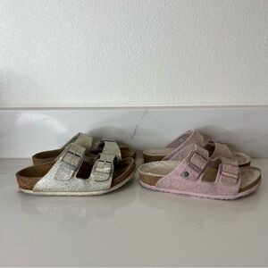 Birkenstock Kids Silver & Pink Sandals Girls Summer Shoes Size EU 29 US 11